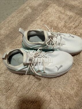 Puma White Sneakers with Mint Trim
